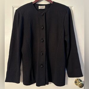 ST. JOHN Vintage 12 Wool Silk Santana Knit Button Down Sweater Blazer Old Money